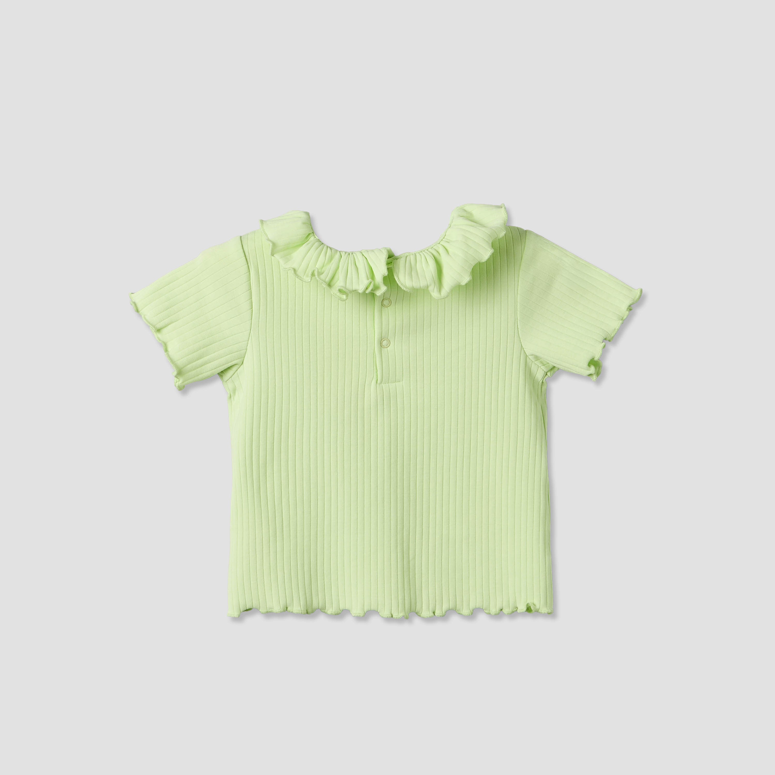 Juniors Round Neck Short Sleeves T-shirt with Ribbed Design