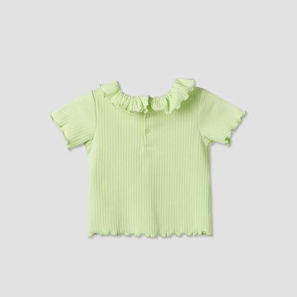 Juniors Round Neck Short Sleeves T-shirt with Ribbed Design