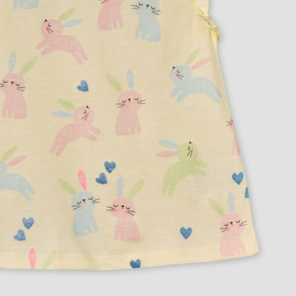 Juniors Crew Neck Sleeveless T-shirt with Bunny Print