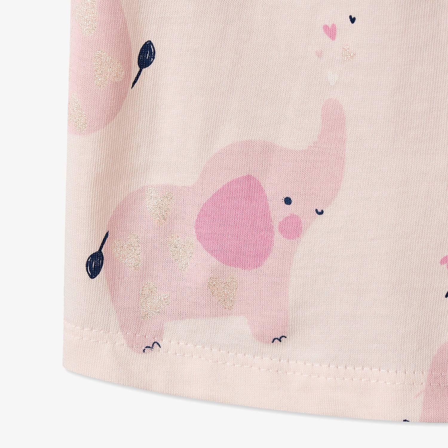 Juniors Round Neck Short Sleeves T-shirt with Elephant Print