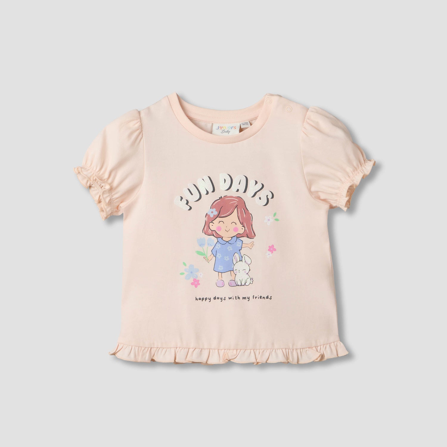 Pack of 2 Juniors Crew Neck Short Sleeves T-shirt with Prints