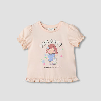 Pack of 2 Juniors Crew Neck Short Sleeves T-shirt with Prints