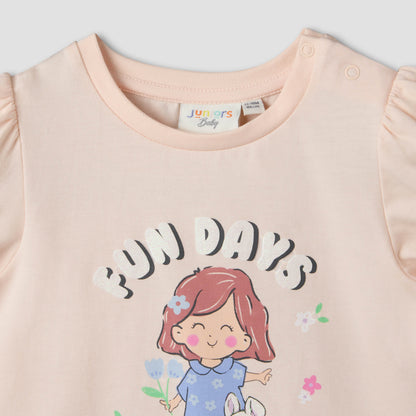 Pack of 2 Juniors Crew Neck Short Sleeves T-shirt with Prints