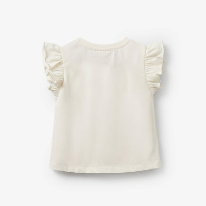 Juniors Crew Neck Cap Sleeves T-shirt with Graphic Print