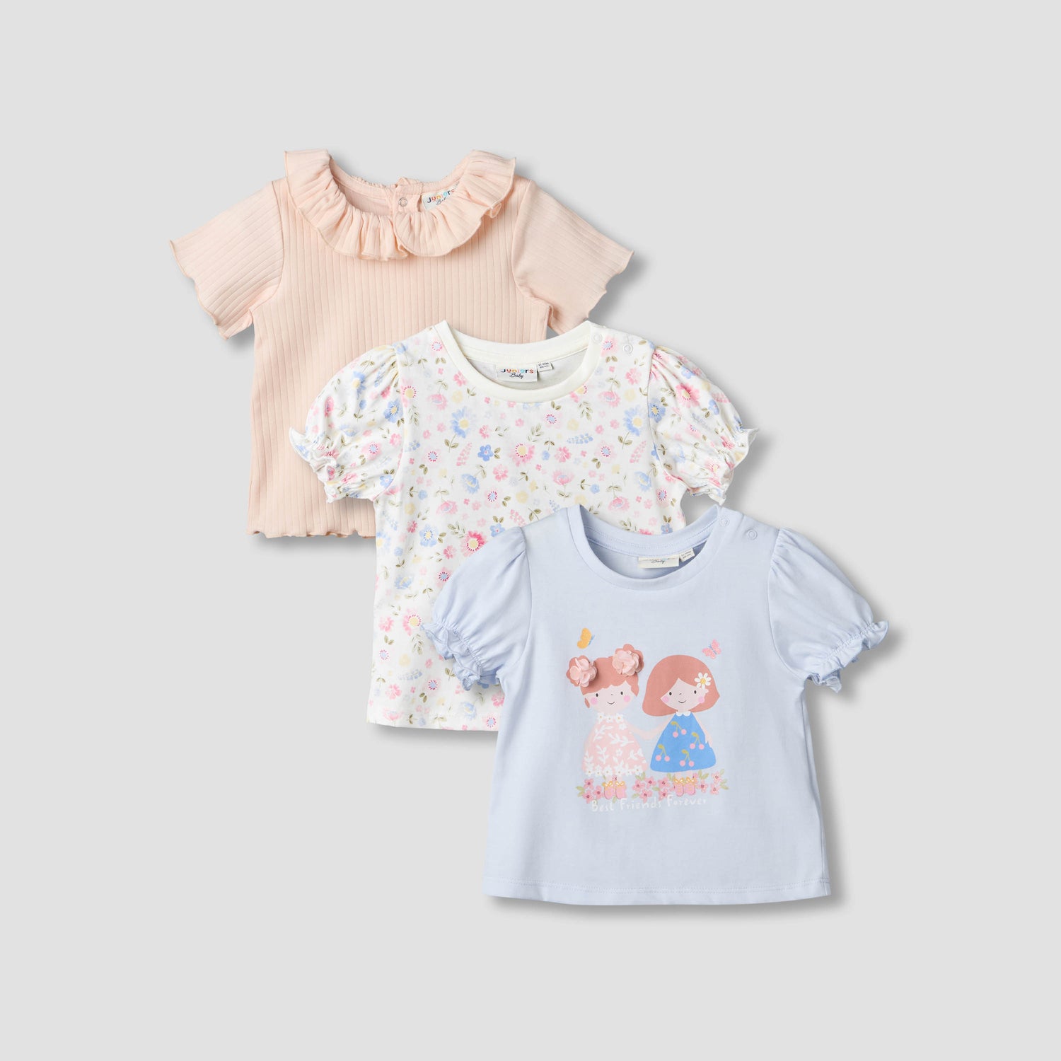 Pack of 3 Juniors Crew Neck Short Sleeves T-shirt with Assorted Design