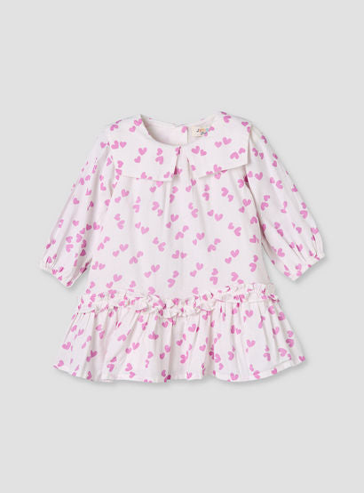Juniors Sailor Collar Long Sleeves Drop Waist Dress with Checked Floral Design-baby-girls-clothing-dressesandjumpsuits-image-2