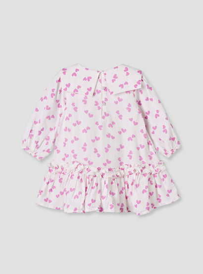 Juniors Sailor Collar Long Sleeves Drop Waist Dress with Checked Floral Design-baby-girls-clothing-dressesandjumpsuits-image-3