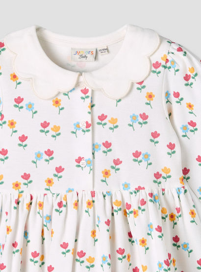 Juniors Scallop Round Neck Long Sleeves Dress with Floral Print-baby-girls-clothing-dressesandjumpsuits-image-4
