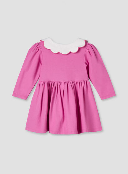 Junior Scallop Neck Long Sleeves A-line Dress with Gathered Detail-baby-girls-clothing-dressesandjumpsuits-image-3