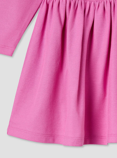 Junior Scallop Neck Long Sleeves A-line Dress with Gathered Detail-baby-girls-clothing-dressesandjumpsuits-image-5