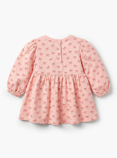 Juniors Round Neck Long Sleeves A-line Dress with Bow Print-baby-girls-clothing-dressesandjumpsuits-image-3