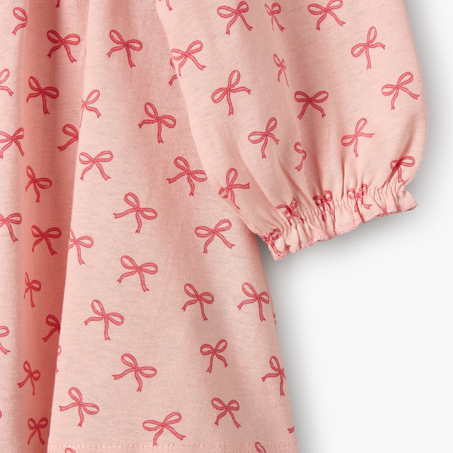 Juniors Round Neck Long Sleeves A-line Dress with Bow Print