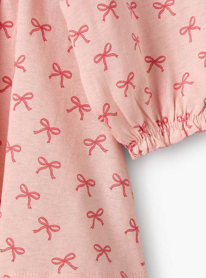 Juniors Round Neck Long Sleeves A-line Dress with Bow Print-baby-girls-clothing-dressesandjumpsuits-image-5