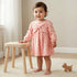 Juniors Round Neck Long Sleeves A-line Dress with Bow Print - Pink / 12-18 mths