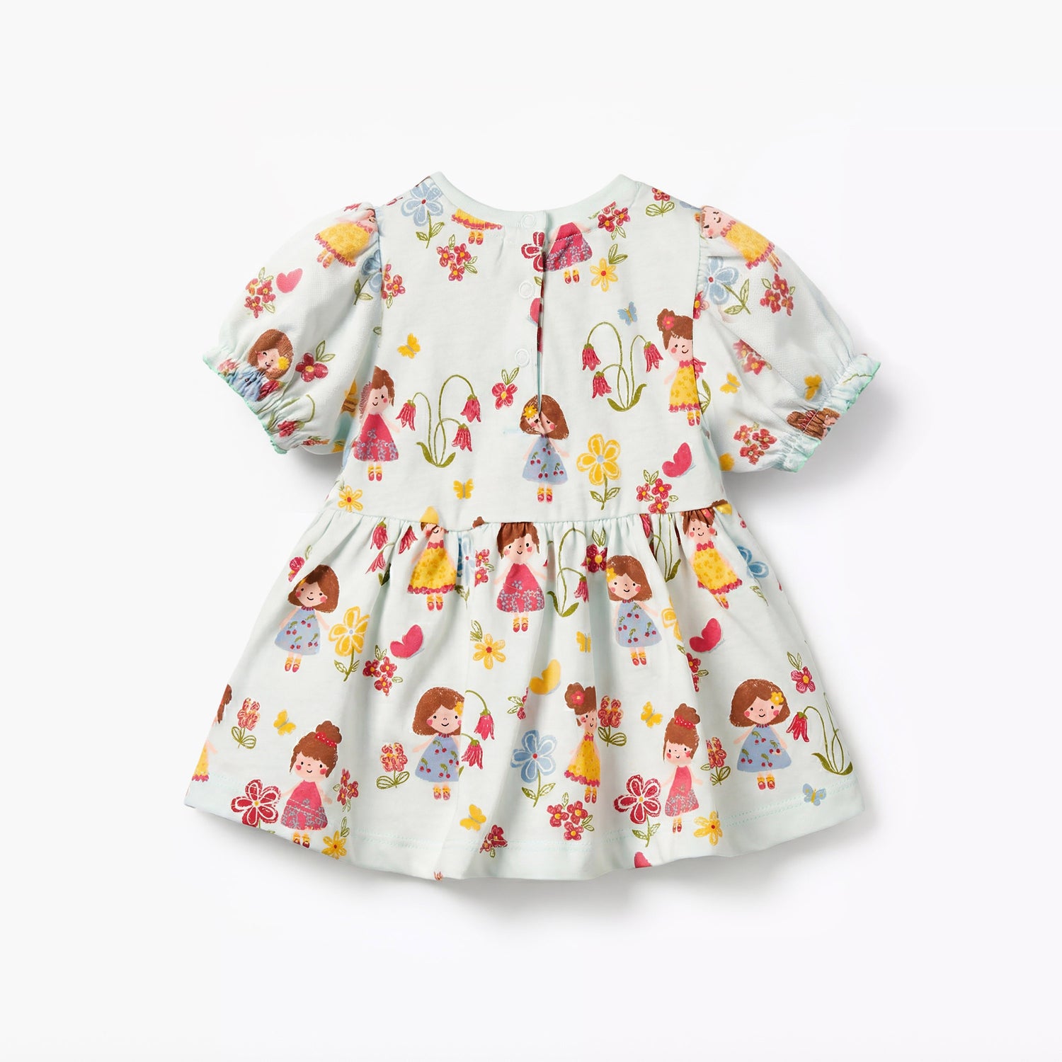 Juniors Round Neck Short Sleeves Dress with Print and Bow Detail