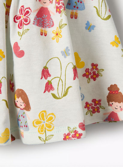 Juniors Round Neck Short Sleeves Dress with Print and Bow Detail-baby-girls-clothing-dressesandjumpsuits-image-5