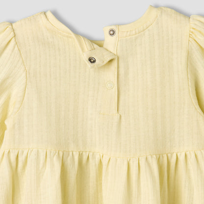 Juniors Round Neck Long Sleeves A-line Dress with Bow Accent