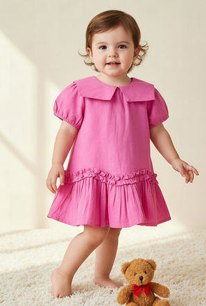 Juniors Sailor Collar short Sleeves Drop Waist Dress