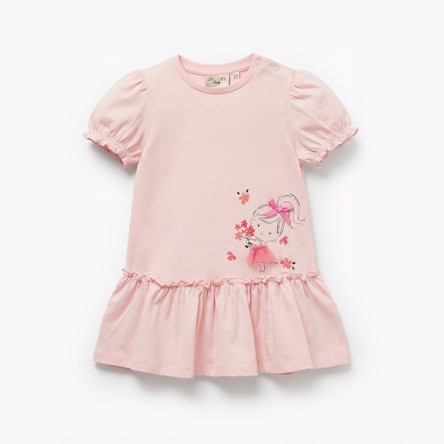 Pack of 2 Juniors Short Sleeves Drop Waist Dress with Print