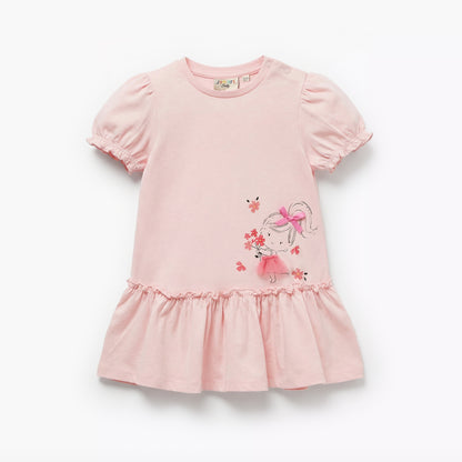 Pack of 2 Juniors Short Sleeves Drop Waist Dress with Print