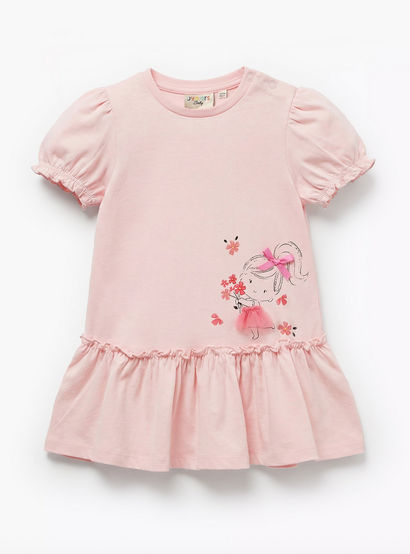 Pack of 2 Juniors Short Sleeves Drop Waist Dress with Print-baby-girls-clothing-dressesandjumpsuits-image-4