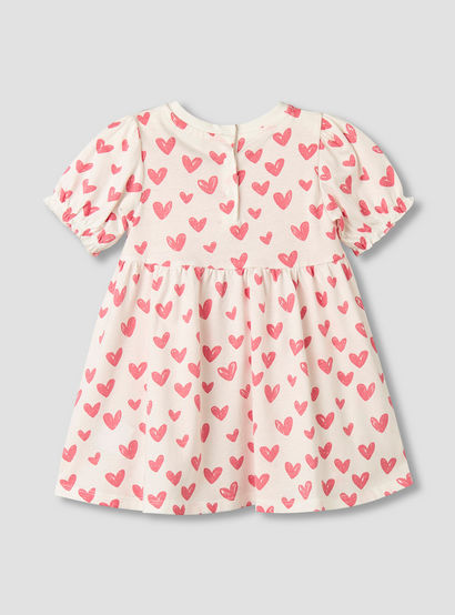 Juniors Round Neck Short Sleeves A-line Dress with Heart Print-baby-girls-clothing-dressesandjumpsuits-image-3