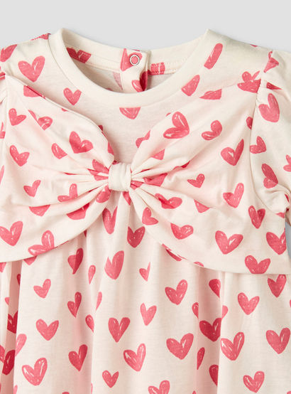 Juniors Round Neck Short Sleeves A-line Dress with Heart Print-baby-girls-clothing-dressesandjumpsuits-image-4