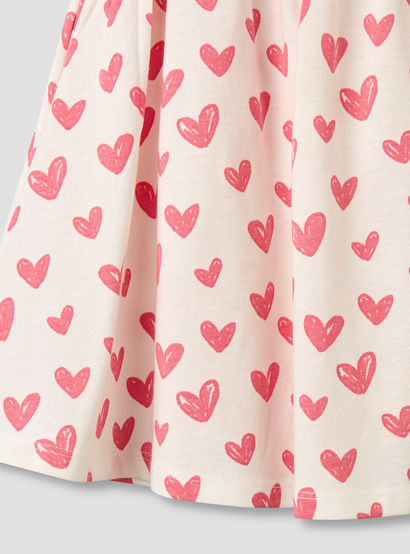 Juniors Round Neck Short Sleeves A-line Dress with Heart Print-baby-girls-clothing-dressesandjumpsuits-image-5
