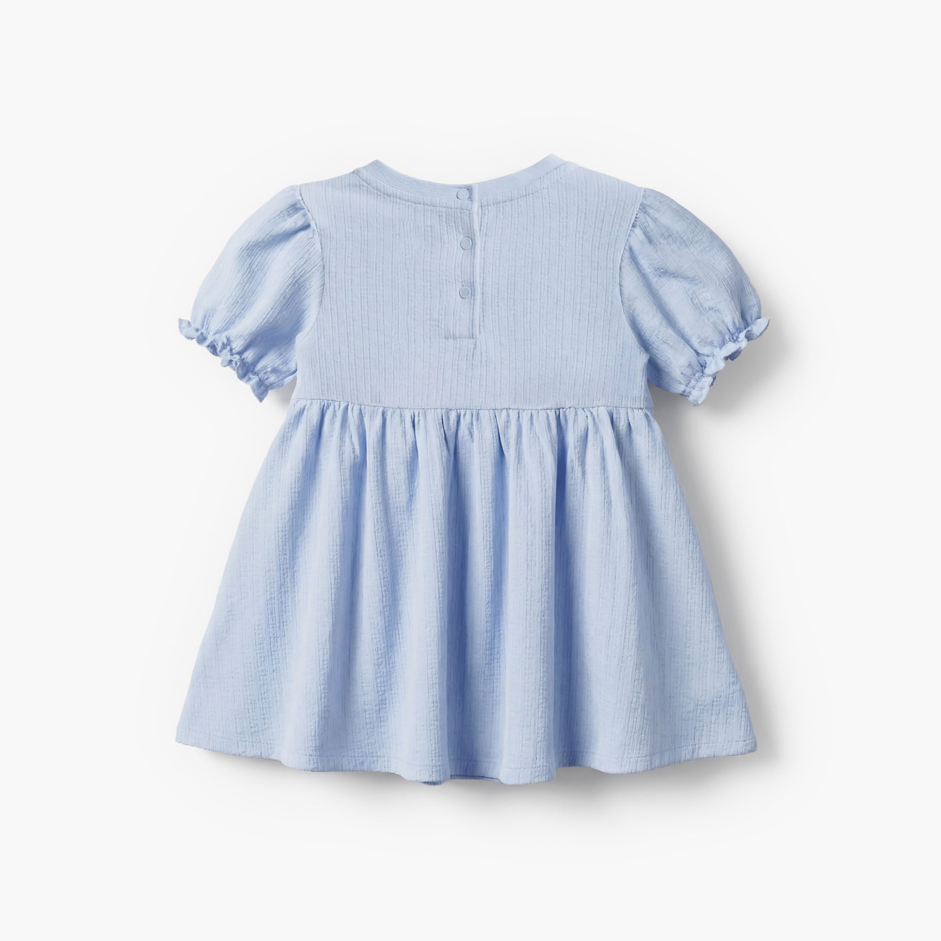 Juniors Round Neck Short Sleeve Dress with Bow Accent
