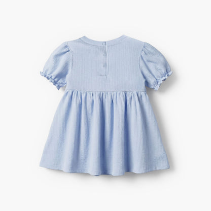Juniors Round Neck Short Sleeve Dress with Bow Accent