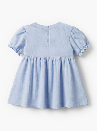 Juniors Round Neck Short Sleeve Dress with Bow Accent-baby-girls-clothing-dressesandjumpsuits-image-3