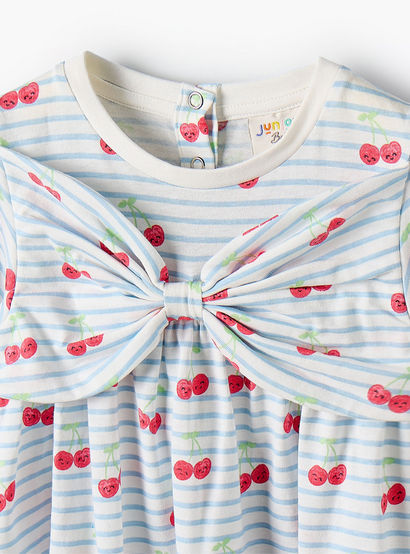 Juniors Round Neck Short Sleeves A-line Dress with Cherry Print-baby-girls-clothing-dressesandjumpsuits-image-4