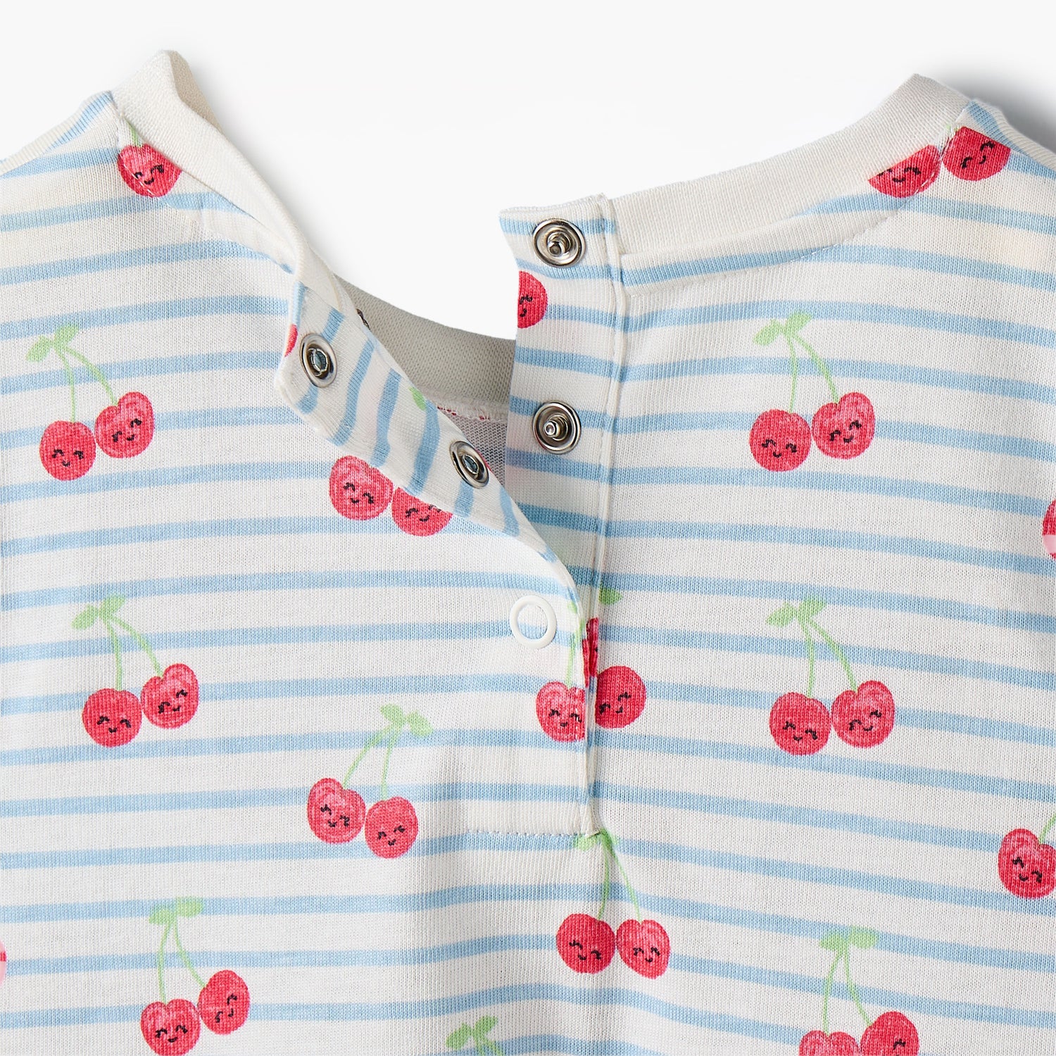 Juniors Round Neck Short Sleeves A-line Dress with Cherry Print