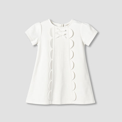 Juniors Round Neck Short Sleeves A-Line Dress with Zip Closure