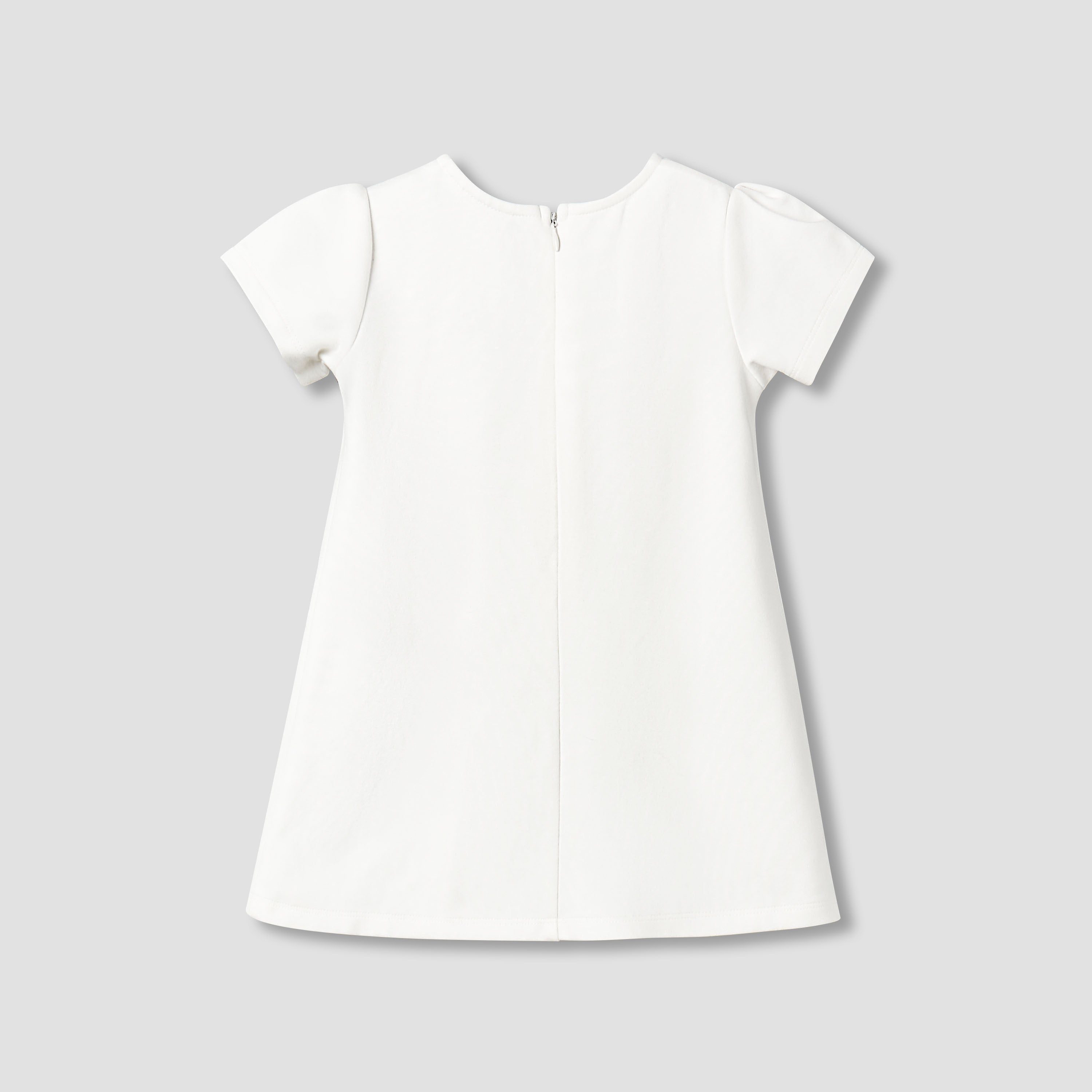 Juniors Round Neck Short Sleeves A-Line Dress with Zip Closure