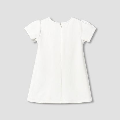 Juniors Round Neck Short Sleeves A-Line Dress with Zip Closure