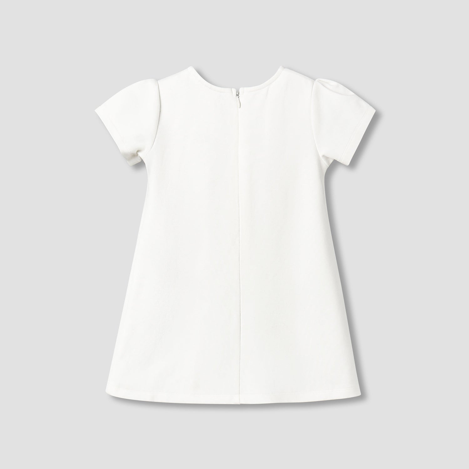 Juniors Round Neck Short Sleeves A-Line Dress with Zip Closure