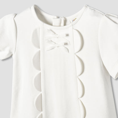 Juniors Round Neck Short Sleeves A-Line Dress with Zip Closure