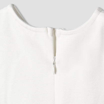 Juniors Round Neck Short Sleeves A-Line Dress with Zip Closure