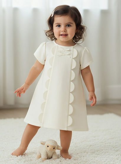 Juniors Round Neck Short Sleeves A-Line Dress with Zip Closure-baby-girls-clothing-dressesandjumpsuits-image-1