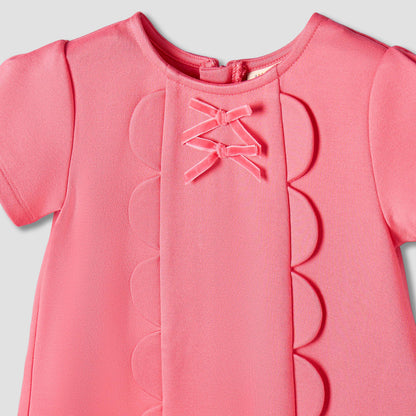 Juniors Round Neck Short Sleeves A-Line Dress with Zip Closure