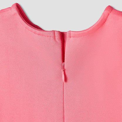 Juniors Round Neck Short Sleeves A-Line Dress with Zip Closure
