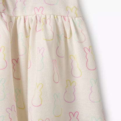 Juniors Collared Short Sleeves Dress with Bunny Print