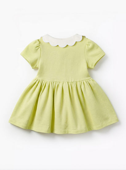 Juniors Scalloped Collar Short Sleeves A-line Dress with Heart Embroidery-baby-girls-clothing-dressesandjumpsuits-image-3