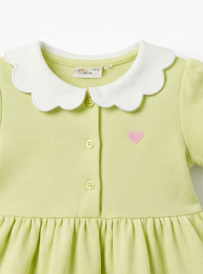 Juniors Scalloped Collar Short Sleeves A-line Dress with Heart Embroidery-baby-girls-clothing-dressesandjumpsuits-image-4