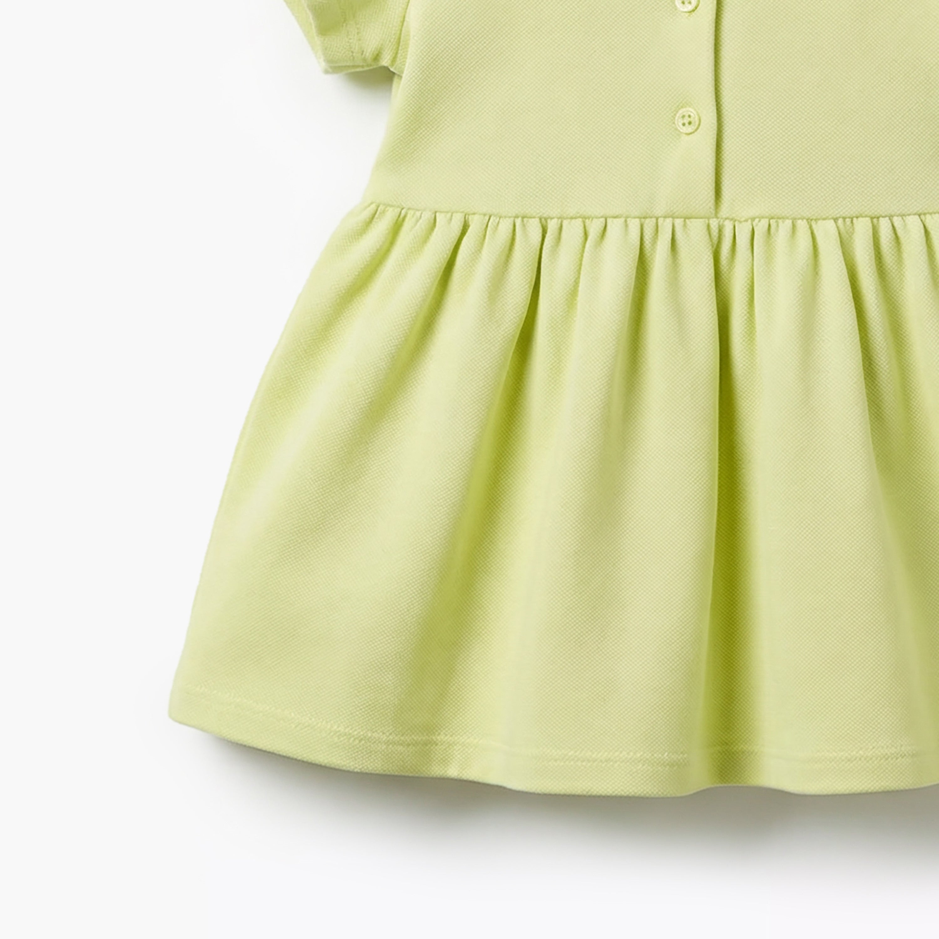 Juniors Scalloped Collar Short Sleeves A-line Dress with Heart Embroidery