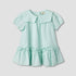 Juniors Sailor Collar Long Sleeves Drop Waist Dress with Ruffle Hem - Green / 12-18 mths