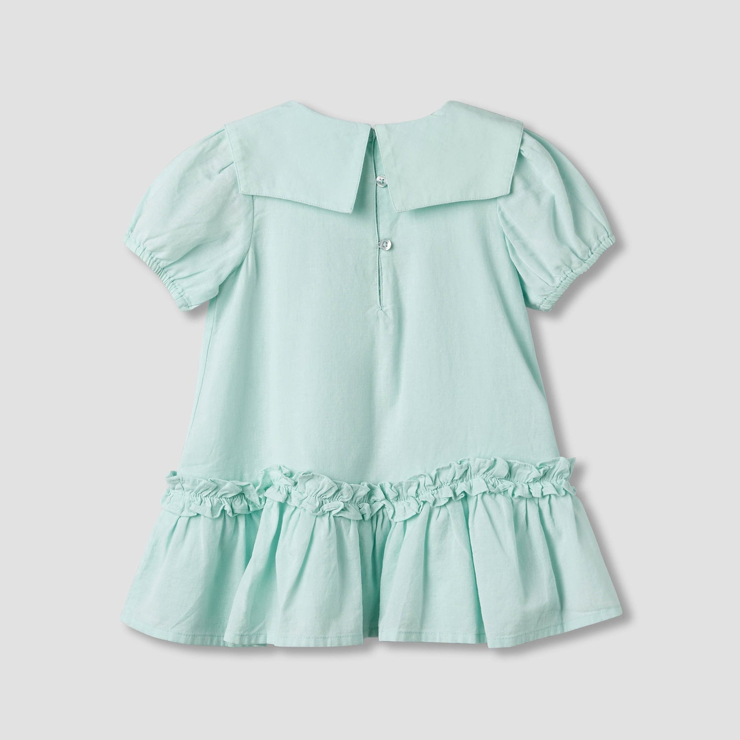 Juniors Sailor Collar Long Sleeves Drop Waist Dress with Ruffle Hem
