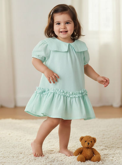 Juniors Sailor Collar Long Sleeves Drop Waist Dress with Ruffle Hem-baby-girls-clothing-dressesandjumpsuits-image-1