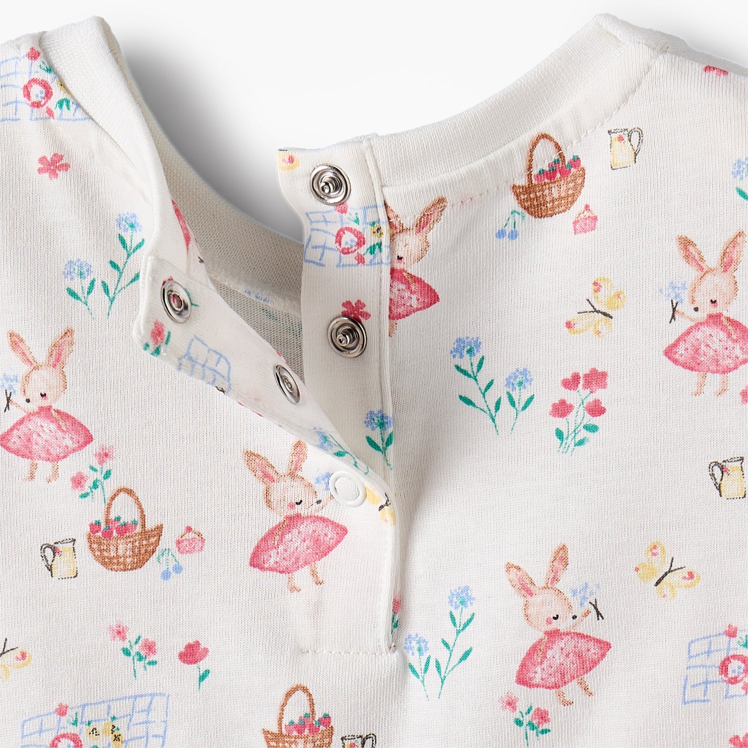 Juniors Round Neck Short Sleeves A-line Dress with Bunny Print
